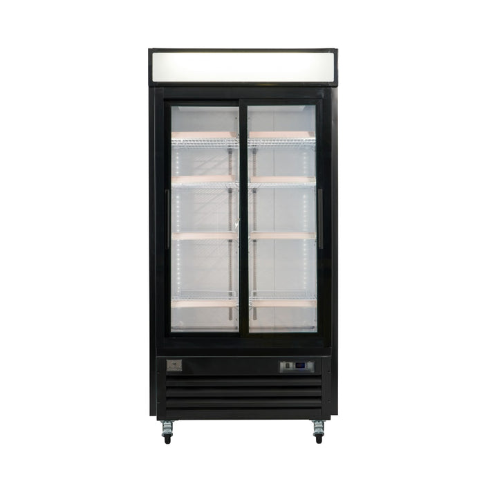 Kelvinator 738318 (KCHGSM36R) Double Black Sliding Door Merchandiser Refrigerator - 41", 115V
