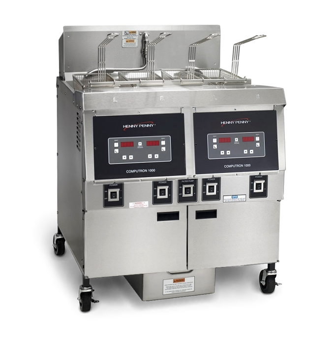 Henny Penny OFG-322 Natural Gas Two Vat Open Fryer with Computron 1000 controls - 170,000 BTU