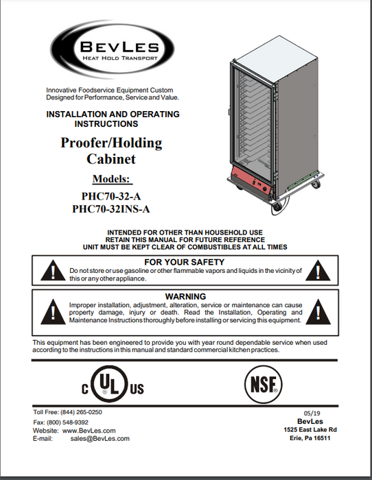 BevLes 3/4 Size Non-Insulated PICA Proofing Cabinet, 115V, Right Hand Hinge, 1 Door, in Silver (PICA60-24-A-1R1)