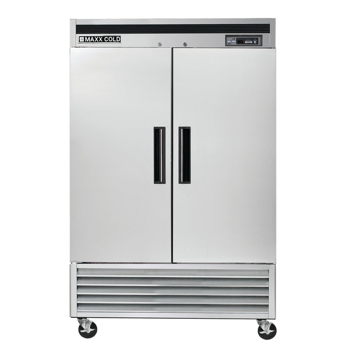 Maxx Cold Double Door Reach-In Freezer, Bottom Mount, 54"W, 49 cu. ft. Storage Capacity, in Stainless Steel (MCF-49FDHC)