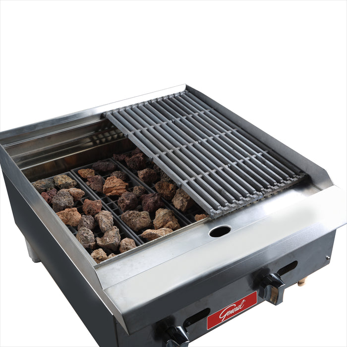 General Foodservice Lava Rock Charbroiler, 4 Burners, 140,000 BTU's, 48", in Stainless Steel (GCCB-48NG)