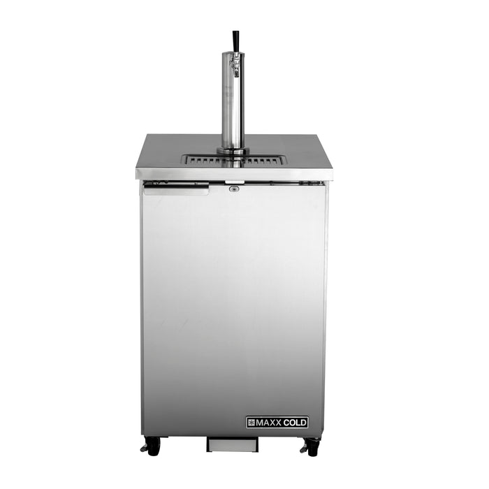 Maxx Cold X-Series Single Tower, 1 Tap Beer Dispenser, 23.3"W, 7.2 cu. ft. (204 L), 1 Barrel/Keg Storage Capacity, in Stainless Steel (MXBD24-1SHC)