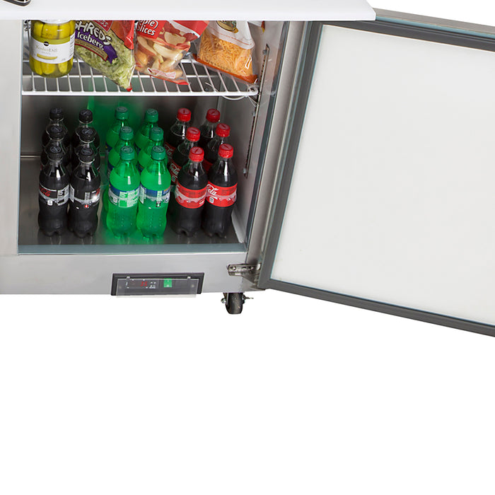 Maxx Cold X-Series One-Door Refrigerated Mega Top Prep Table, 29"W, 7 cu. ft. Storage Capacity, in Stainless Steel (MXCR29MHC)