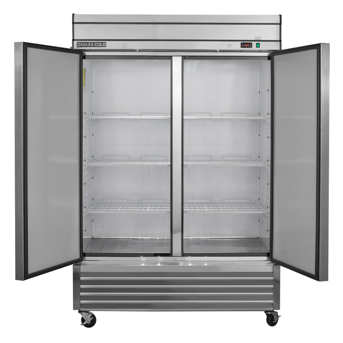 Maxx Cold Bottom Mount 2 Door Reach-In Freezer, 54" W, 42.9 Cu Ft, in Stainless Steel (MXSF-49FDHC)