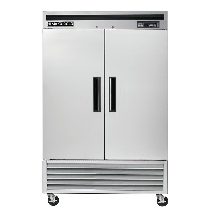 Maxx Cold Double Door Reach-In Refrigerator, Bottom Mount, 54"W, 42.8 cu. ft. Storage Capacity, in Stainless Steel (MCR-49FDHC)