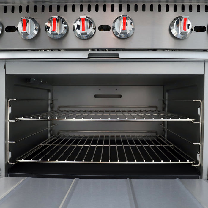 General Foodservice Gas Range with Oven, 6 Burners, 180,000 BTU, 36", in Stainless Steel (GR4-36LP)