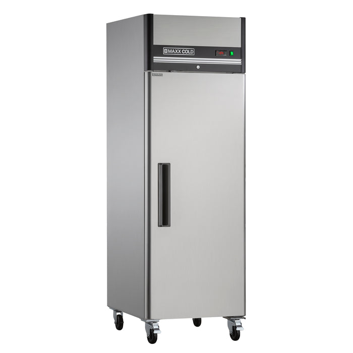 Maxx Cold X-Series Single Door Reach-in Freezer, Top Mount, 26.8"W, 23 cu. ft. Storage Capacity, in Stainless Steel (MXCF-23FDHC)