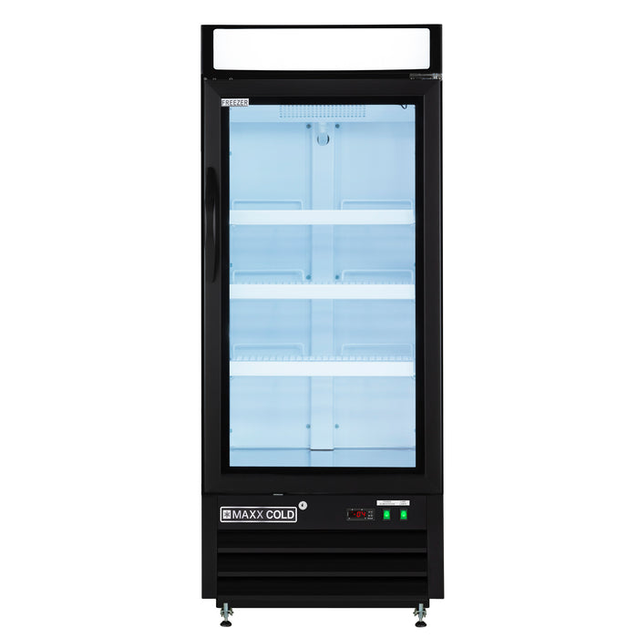 Maxx Cold X-Series Single Glass Door Merchandiser Freezer, Free Standing, 25"W, 12 cu. ft. Storage Capacity, in Black (MXM1-12FBHC)