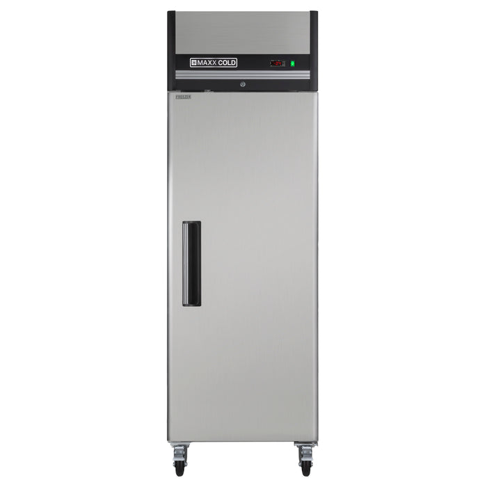 Maxx Cold X-Series Single Door Reach-in Freezer, Top Mount, 26.8"W, 23 cu. ft. Storage Capacity, in Stainless Steel (MXCF-23FDHC)