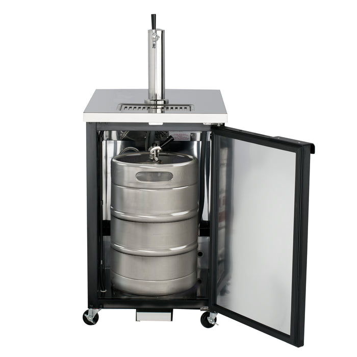 Maxx Cold X-Series Single Tower, 1 Tap Beer Dispenser, 23.3"W, 7.2 cu. ft. (204 L), 1 Barrel/Keg Storage Capacity, in Black with Stainless Steel Top (MXBD24-1BHC)