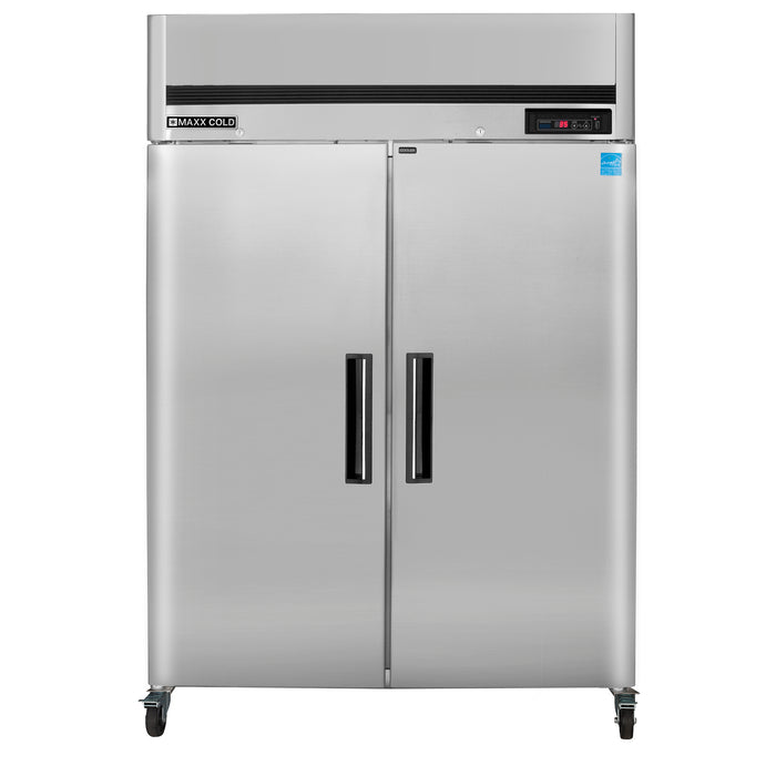 Maxx Cold Double Door Reach-In Refrigerator, Top Mount, 54"W, 49 cu. ft. Storage Capacity, in Stainless Steel (MCRT-49FDHC)