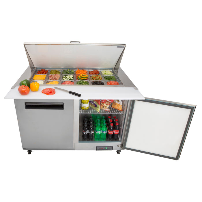 Maxx Cold X-Series Two-Door Refrigerated Mega Top Prep Table, 48"W, 12 cu. ft. Storage Capacity, in Stainless Steel (MXCR48MHC)