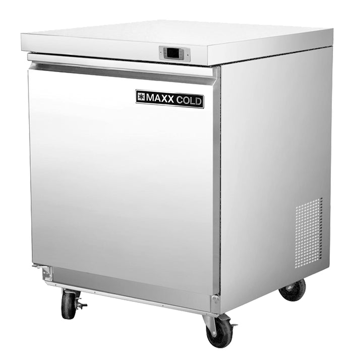 Maxx Cold Single Door Undercounter Freezer, 27.5"W, 6.7 cu. ft. Storage Capacity, in Stainless Steel (MXSF29UHC)