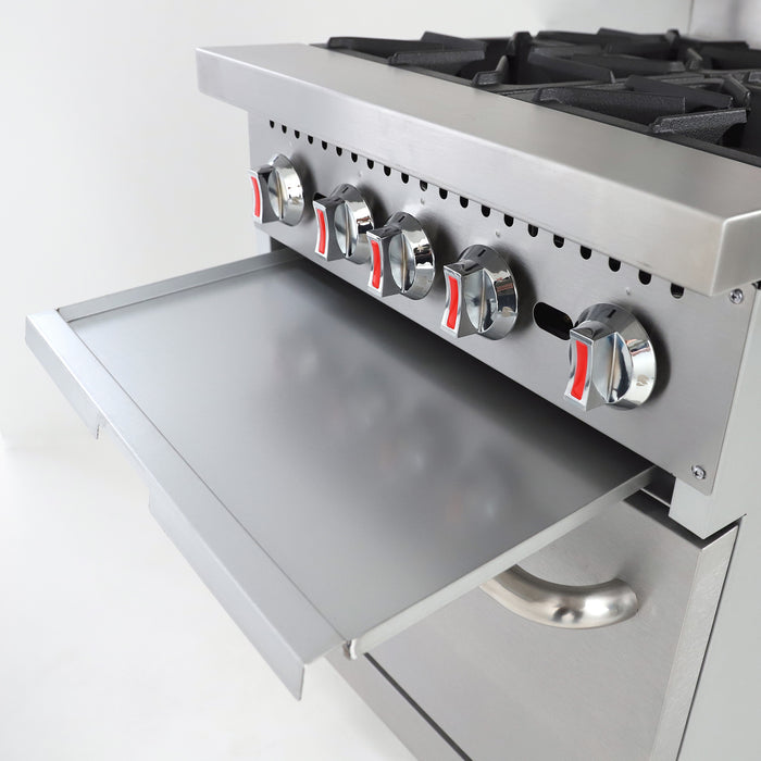 General Foodservice Gas Range with Oven, 4 Burners, 120,000 BTU, 24", in Stainless Steel (GR4-24NG)