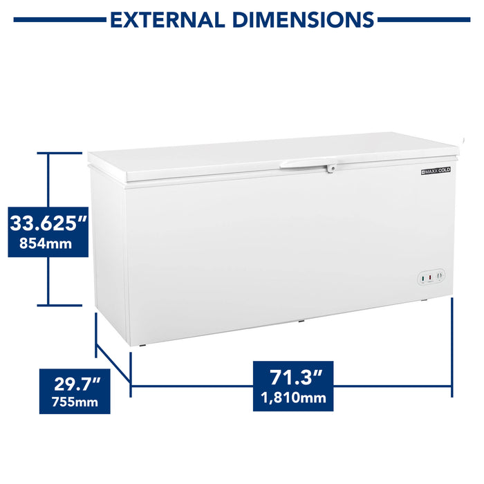 Maxx Cold Select Series Chest Freezer with Solid Top, 71.3"W, 19.4 cu. ft. Storage Capacity, Locking Lid, Garage Ready, in White (MXSH19.4SHC)