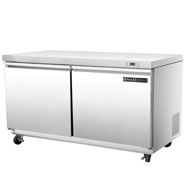 Maxx Cold Double Door Undercounter Freezer, 61"W, 14.1 cu. ft. Storage Capacity, in Stainless Steel (MXSF60UHC)