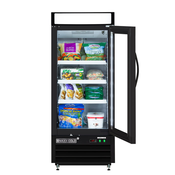 Maxx Cold X-Series Single Glass Door Merchandiser Freezer, Free Standing, 25"W, 12 cu. ft. Storage Capacity, in Black (MXM1-12FBHC)