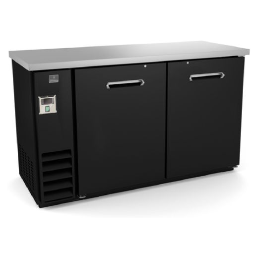 Kelvinator 738270 (KCHBB60S) Black Counter Height Narrow Solid Door Back Bar Refrigerator - 60", 115V