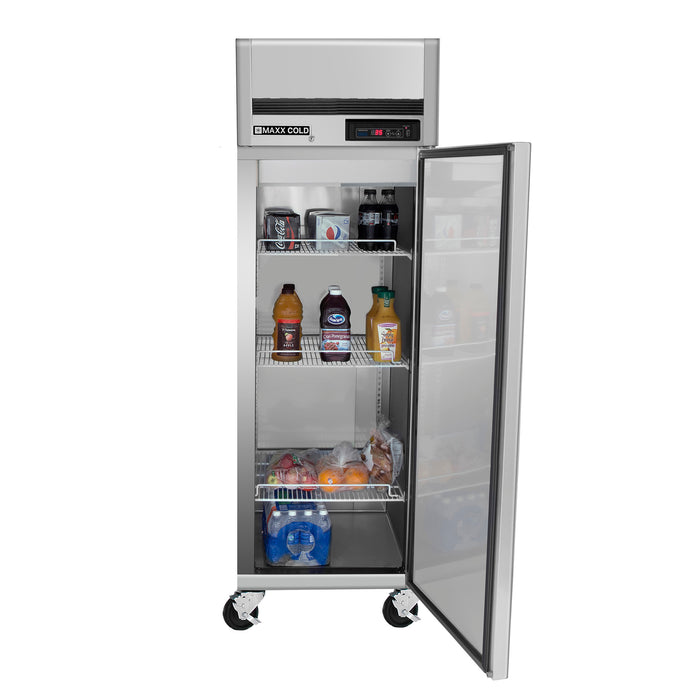 Maxx Cold Single Door Reach-In Refrigerator Top Mount, 27", 23 cu. ft. Storage Capacity, Energy Star Rated, in Stainless Steel (MCRT-23FDHC)