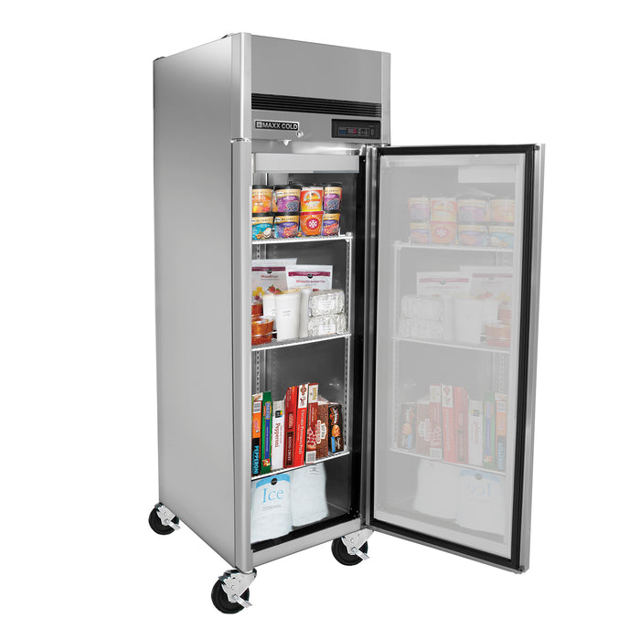 Maxx Cold Single Door Reach-In Freezer, Top Mount, 27"W, 23 cu. ft. Storage Capacity, Energy Star Rated, in Stainless Steel (MCFT-23FDHC)