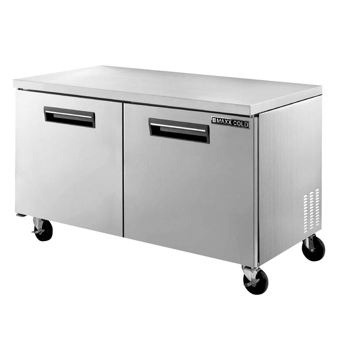 Maxx Cold Double Door Undercounter Freezer, 48.3"W, 12 cu. ft. Storage Capacity, in Stainless Steel (MXCF48UHC)