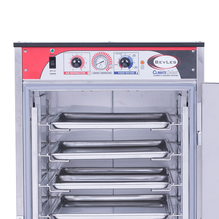 BevLes Climate Select Full Size Humidity Controlled Insulated Heated Holding Cabinet, Universal Width, 230V, in Silver (HCSS74W124)