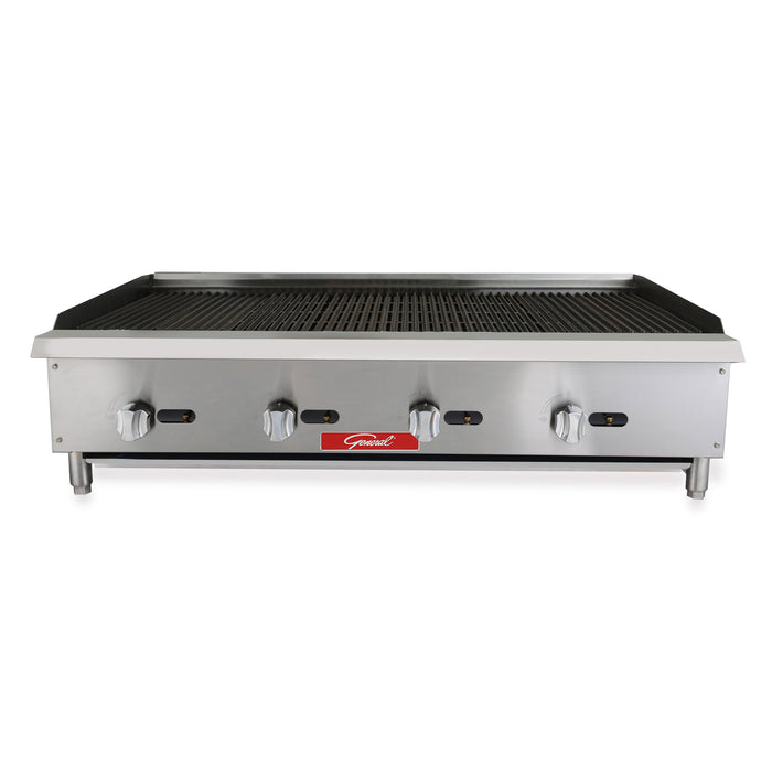 General Foodservice Charbroiler Grill, 4 Burners, 140,000 BTU's, 48", in Stainless Steel (GCRB-48NG)