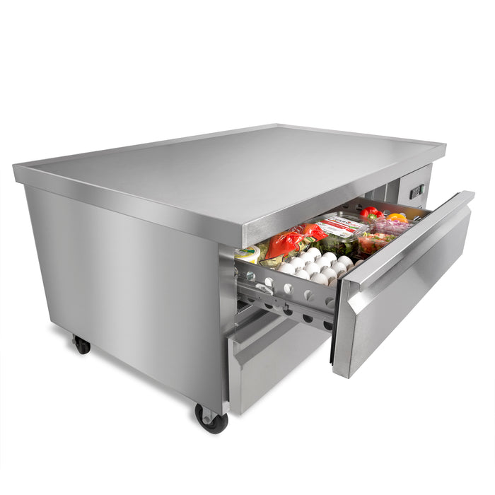 Maxx Cold X-Series Two-Drawer Refrigerated Chef Base, 50"W, 6.5 cu. ft. Storage Capacity, in Stainless Steel (MXCB48HC)