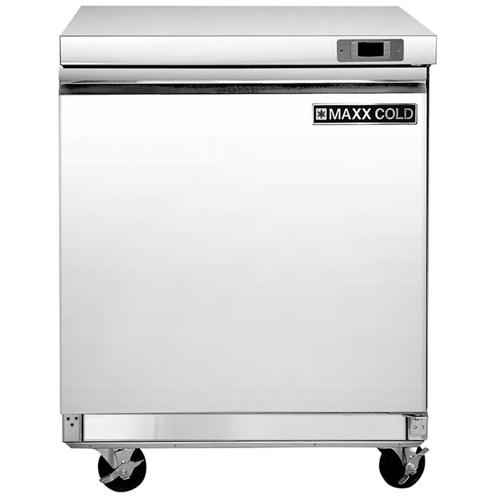 Maxx Cold Single Door Undercounter Freezer, 27.5"W, 6.7 cu. ft. Storage Capacity, in Stainless Steel (MXSF29UHC)