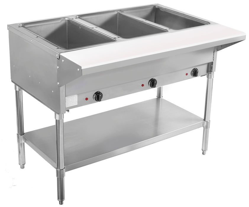 BevLes 3 Well Electric Steam Table, 230V, in Silver (BVST-3-240)