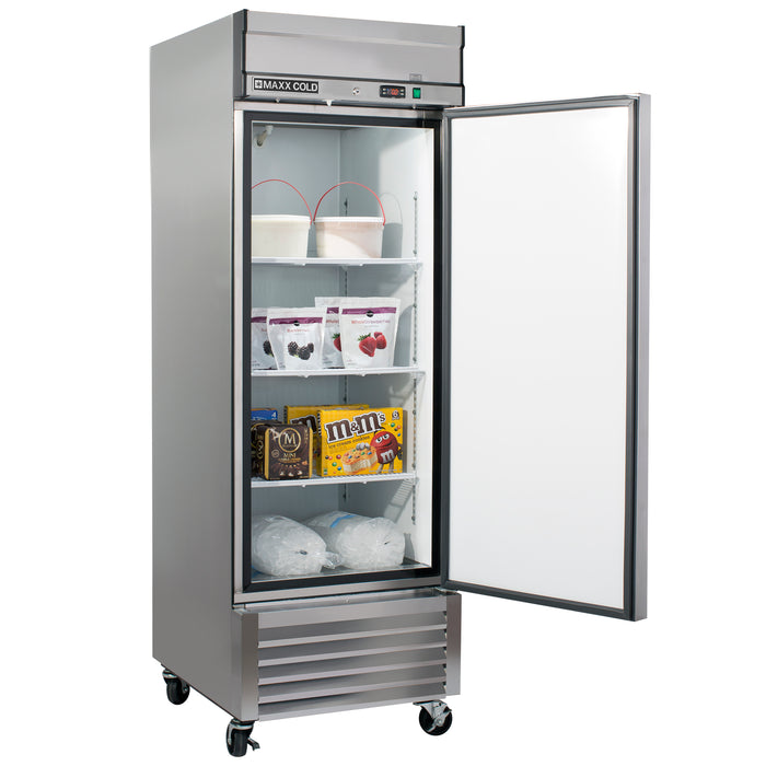 Maxx Cold Bottom Mount 1 Door Reach-In Freezer, 27" W, 19.3 Cu Ft, in Stainless Steel (MXSF-23FDHC)