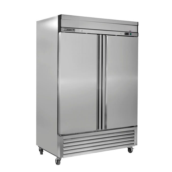 Maxx Cold Bottom Mount 2 Door Reach-In Freezer, 54" W, 42.9 Cu Ft, in Stainless Steel (MXSF-49FDHC)