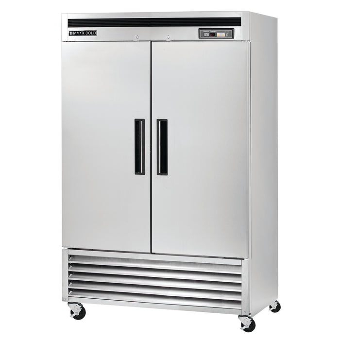 Maxx Cold Double Door Reach-In Refrigerator, Bottom Mount, 54"W, 42.8 cu. ft. Storage Capacity, in Stainless Steel (MCR-49FDHC)