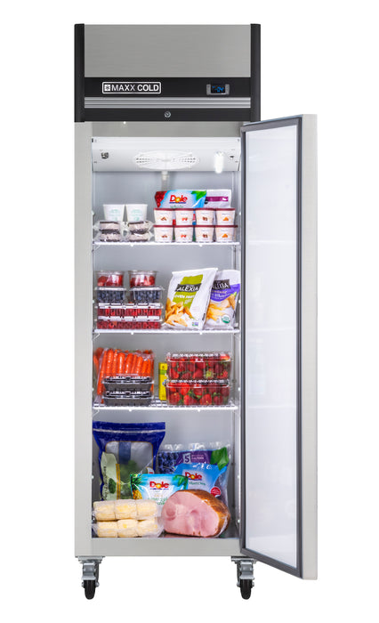 Maxx Cold X-Series Single Door Reach-in Freezer, Top Mount, 25.2"W, 19 cu. ft. Storage Capacity, in Stainless Steel (MXCF-19FDHC)