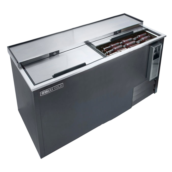 Maxx Cold X-Series Horizontal Bottle Cooler, 65"W, 17 cu. ft. Storage Capacity, in Black with Stainless Steel Top (MXCR65BHC)