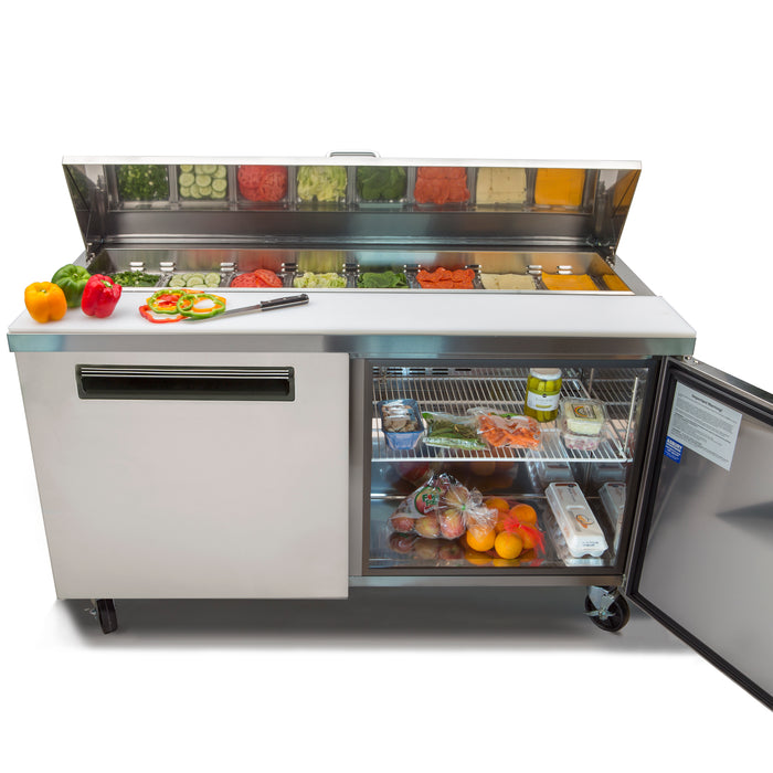 Maxx Cold X-Series Two-Door Refrigerated Sandwich and Salad Prep Station, 61"W, 15.5. cu. ft. Storage Capacity, in Stainless Steel (MXCR60SHC)