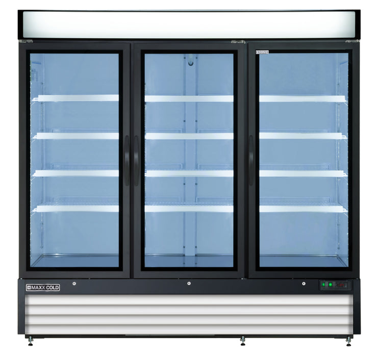 Maxx Cold X-Series Triple Glass Door Merchandiser Freezer, Free Standing, 81"W, 72 cu. ft. Storage Capacity, in White (MXM3-72FHC)