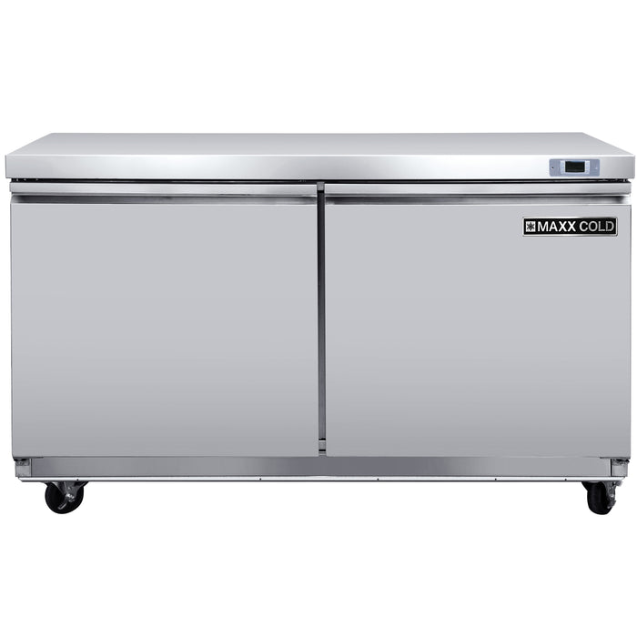 Maxx Cold Double Door Undercounter Freezer, 48"W, 11.1 cu. ft. Storage Capacity, in Stainless Steel (MXSF48UHC)