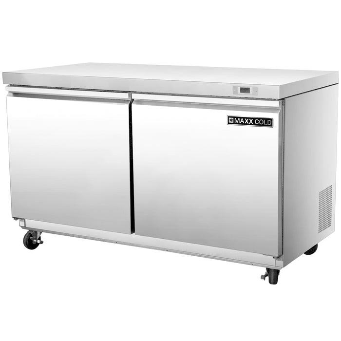 Maxx Cold Double Door Undercounter Freezer, 48"W, 11.1 cu. ft. Storage Capacity, in Stainless Steel (MXSF48UHC)