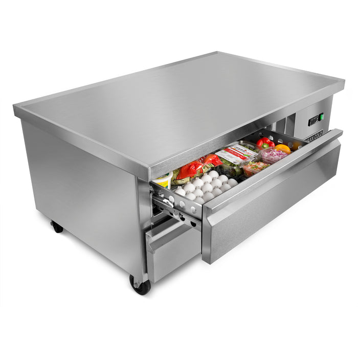 Maxx Cold X-Series Two-Drawer Refrigerated Chef Base, 50"W, 6.5 cu. ft. Storage Capacity, in Stainless Steel (MXCB48HC)